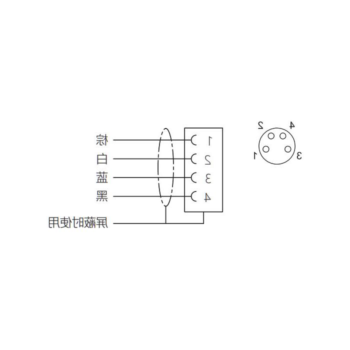 M8 4Pin，母头90°、单端预铸PVC非柔性电缆、灰色护套、63S143-XXX